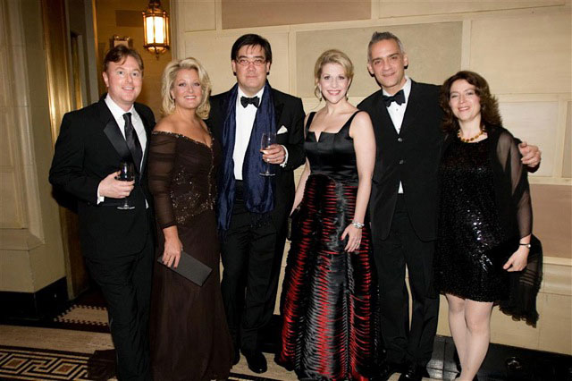 Backstage, Opera News Awards.  Sharing a toast with the 
