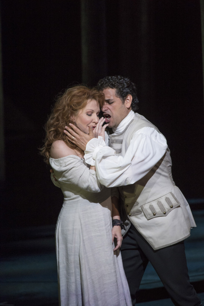 In the 2nd act, Uberto is declaring his love to her.  The thrill of singing this music with Juan Diego Florez never lessens.  Photo © Bill Cooper