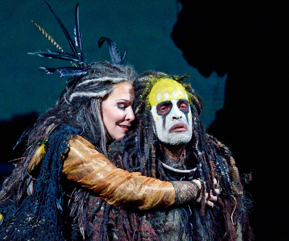 At a loss for words, Sycorax searches for the right tone to comfort her son, Caliban, amidst his first experience with a broken heart. This was the heart of the piece, and a moment that both Luca and I treasured playing.  ©Ken Howard